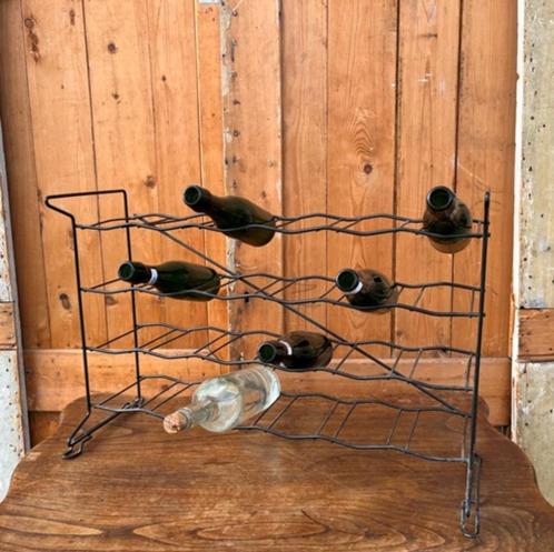 Wijnrek ijzer metaal 24 flessen zwart 61 x 22,5 x 41,5 cm, Huis en Inrichting, Woonaccessoires | Wijnrekken, Gebruikt, Minder dan 50 cm