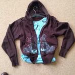 Sportief bruin jackje / vest met blauwe opdruk maat L, Verzenden, Gedragen, Maat 42/44 (L), Bruin