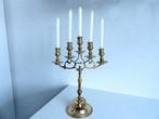 Vintage messing kandelaar 5 armig, Antiek en Kunst, Antiek | Kandelaars, Ophalen of Verzenden, Overige materialen