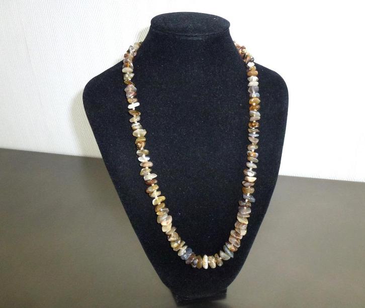 Prachtige Agaat ketting half edelsteen in mooie kleuren, Sieraden, Tassen en Uiterlijk, Kettingen, Gebruikt, Steen of Mineraal