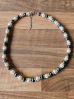 ketting m. gecultiveerde parels en strass steentjes 47 cm, Overige materialen, Blauw, Ophalen of Verzenden, Zo goed als nieuw