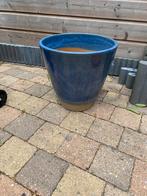 Prachtige geglazuurde keramieke pot, Tuin en Terras, Bloempotten, Ophalen, Zo goed als nieuw, Rond, Aardewerk