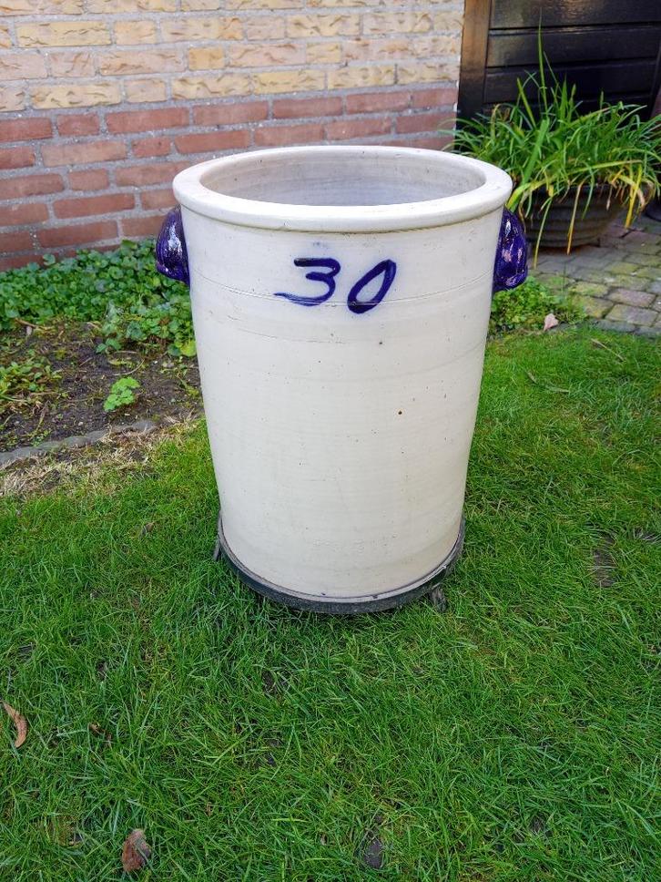 Oude Keulse pot - Grijs met blauwe accenten - ca 1950, Antiek en Kunst, Antiek | Keramiek en Aardewerk, Ophalen