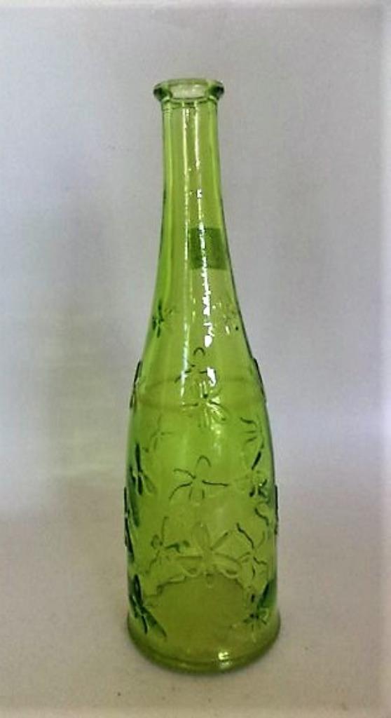 Fles groen glas met bloemen - Ikea Emma Dafnes Made in Russi, Antiek en Kunst, Curiosa en Brocante, Ophalen