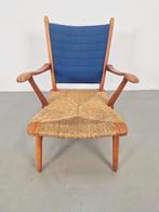 Vintage De Ster fauteuil biezen ‘50 Gelderland Mid Century, Huis en Inrichting, Fauteuils, 75 tot 100 cm, Riet of Rotan, Gebruikt