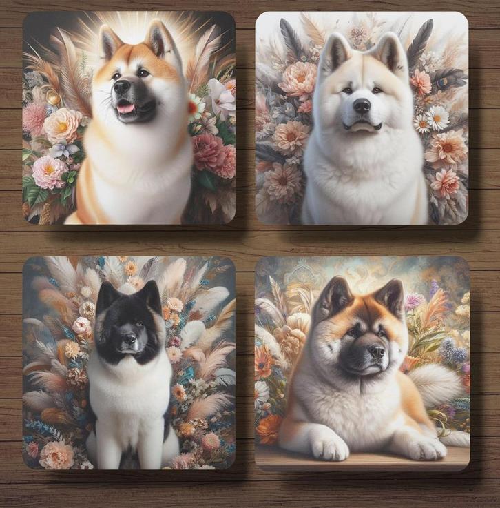 Akita Barok stijl onderzetters met houder, Huis en Inrichting, Woonaccessoires | Onderzetters, Zo goed als nieuw, Glas of Kopje