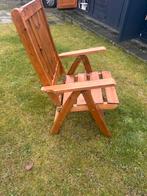 4 Degelijke Houten Tuinstoelen - Verstelbaar, Ophalen, Gebruikt, Hout, Verstelbaar
