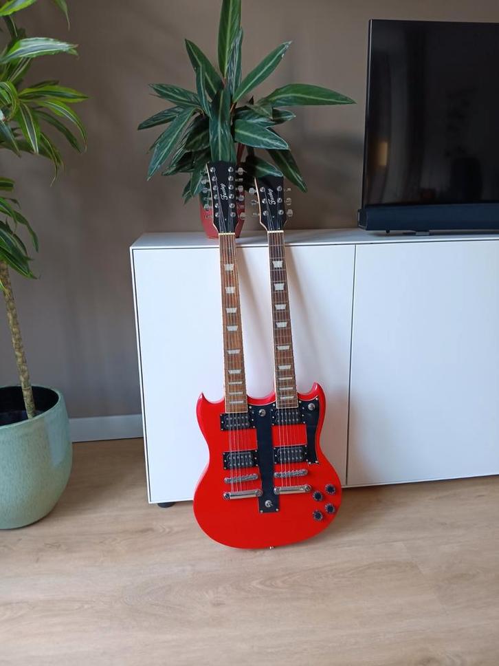 Fazley Double Neck Gitaar (12/6 snaren) - Als Nieuw!, Muziek en Instrumenten, Snaarinstrumenten | Gitaren | Elektrisch, Zo goed als nieuw