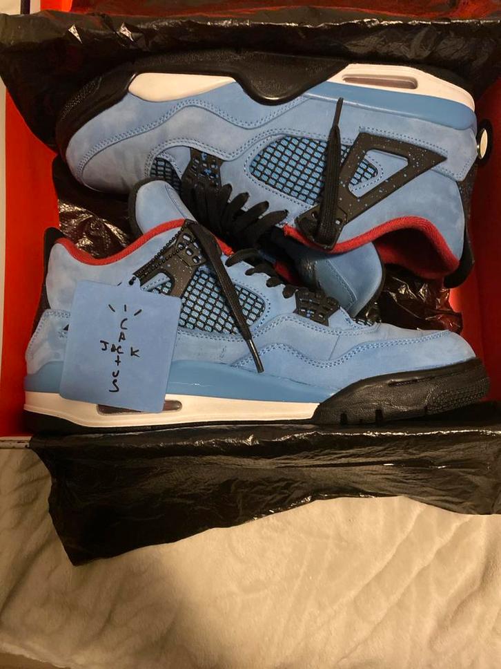 Jordan 4 Retro Travis Scott Cactus Jack Maat 44, Kleding | Heren, Schoenen, Gedragen, Sneakers of Gympen, Blauw, Ophalen