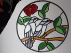 Glas in lood raam decoratie vogels rond 30 cm, Ophalen, Gebruikt