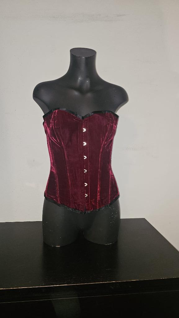 Wijnrood fluweel overbust Korset, Kleding | Dames, Gelegenheidskleding, Ophalen of Verzenden
