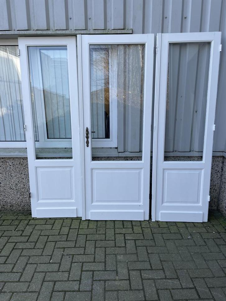 Prachtig antiek drieluik met historisch glas, Doe-het-zelf en Verbouw, Deuren en Horren, Zo goed als nieuw, Binnendeur, 200 tot 215 cm