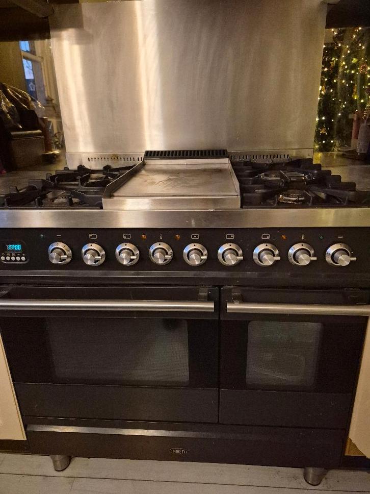 Boretti fornuis met 2 ovens en bakplaat, Witgoed en Apparatuur, Fornuizen, Gebruikt, Vrijstaand, Gas, 5 kookzones of meer, 90 tot 95 cm