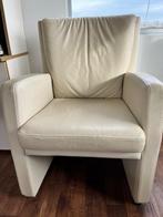 Crème lederen fauteuil, Huis en Inrichting, Fauteuils, Ophalen, Gebruikt, Minder dan 75 cm, Leer