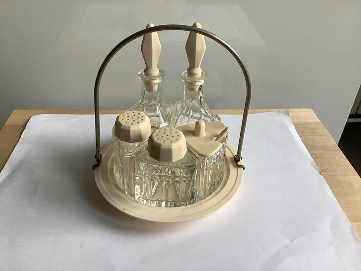 Oud apart Keukenset kruidenset, bakeliet of wit celluloid?, Antiek en Kunst, Curiosa en Brocante, Ophalen of Verzenden