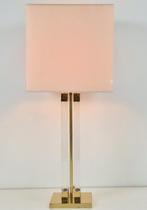 Vintage plexiglas tafellamp eclectic messing lucite brass 70, N, Ophalen of Verzenden, N, N