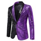 Heren paars zwart glitter colbert / mannen blazer paillet, Verzenden, Nieuw
