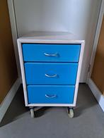 Flexa bureaukast ladekastje blauw en whitewash., Ophalen, Gebruikt, 50 tot 100 cm, Minder dan 100 cm