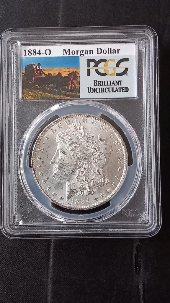 1884-O Morgan Dollar - PCGS Brilliant Uncirculated, Postzegels en Munten, Munten | Europa | Niet-Euromunten, Losse munt, Overige landen