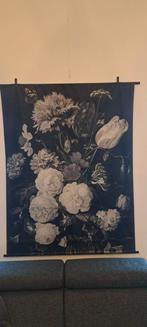 Schilderij doek zwart/wit met bloemen afm 130x170cm, Ophalen