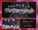 Diadeem, tiara (T3) in ivoorwit met (glas)parels, Nieuw, Ophalen of Verzenden