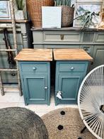 2 vintage nachtkastjes buikkasyje halkastje dressoir groen, Huis en Inrichting, Slaapkamer | Nachtkastjes, Ophalen, Hout