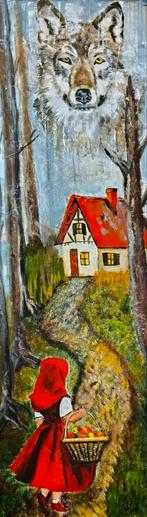 Schilderij Roodkapje, Antiek en Kunst, Kunst | Schilderijen | Modern, Ophalen of Verzenden