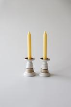 Vintage aardewerk kandelaars beige Scandinavisch design, Overige materialen, Beige, Ophalen of Verzenden, Zo goed als nieuw