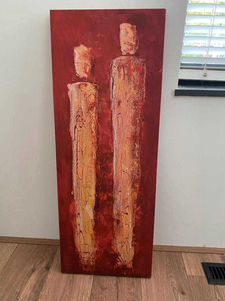 Abstract Schilderij - Twee Figuren, Antiek en Kunst, Kunst | Schilderijen | Klassiek, Ophalen
