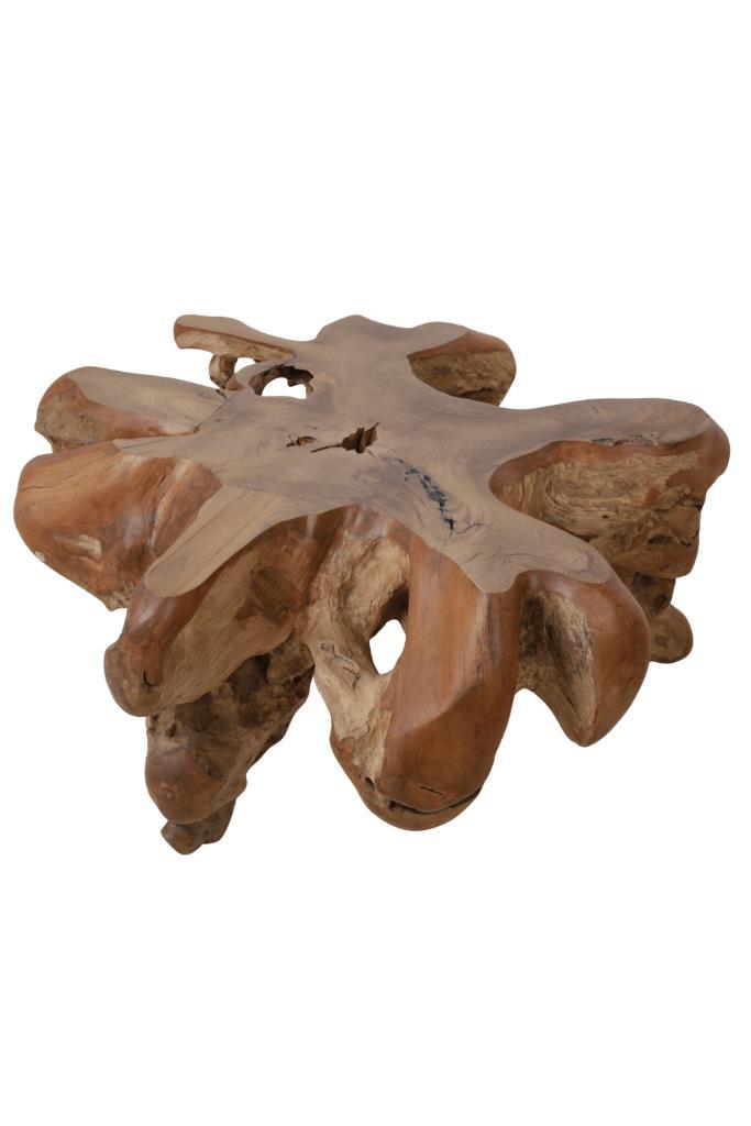 wortelteakhouten salontafel 1x1, Huis en Inrichting, Tafels | Salontafels, Nieuw, Minder dan 50 cm, 50 tot 100 cm, 100 tot 150 cm