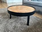 Industriële salontafel rond | zwart / hout 74cm x 39cm, 50 tot 100 cm, Rond, Zo goed als nieuw, 50 tot 75 cm
