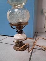 Koper en glazen bol tafel lamp kast porselein, Ophalen of Verzenden