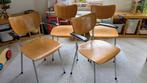 4 De Wit 3210 stoelen hout 50s, Ophalen, Gebruikt, Overige kleuren, Metaal