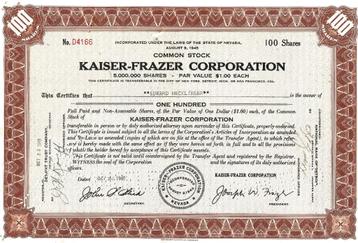 Kaiser Frazer Corporation stock 1945 auto (KA45) beschikbaar voor biedingen