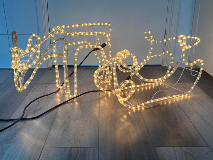 Verlichte slee en rendier, Diversen, Kerst, Zo goed als nieuw, Ophalen of Verzenden