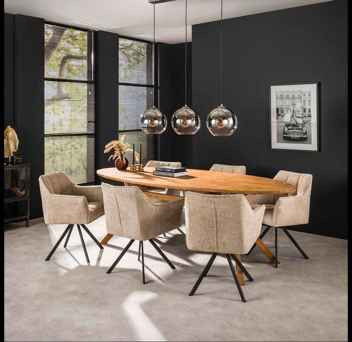 Ovaal Teakhout eettafel 200,250&300cm, Huis en Inrichting, Tafels | Eettafels, Nieuw, Teakhout, Ophalen of Verzenden