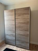 Schuifkledingkast houtlook grijs/bruin, Huis en Inrichting, Ophalen, Met deur(en), Gebruikt, 200 cm of meer