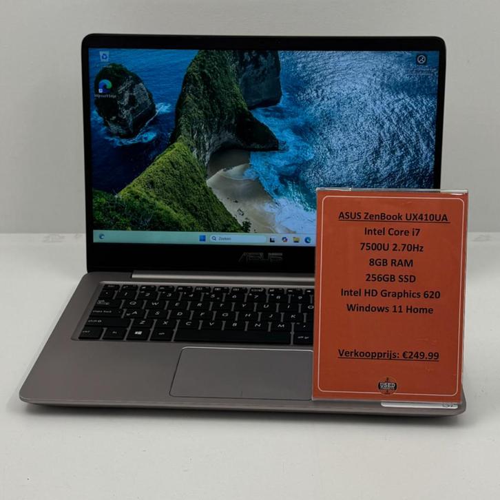 Asus ZenBook UX410UA Laptop | Met garantie, Computers en Software, Windows Laptops, Zo goed als nieuw, SSD, 2 tot 3 Ghz, 8 GB