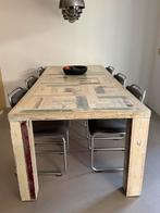 Stoere tafel van sloophout, Huis en Inrichting, 100 tot 150 cm, 200 cm of meer, Ophalen of Verzenden, Zo goed als nieuw