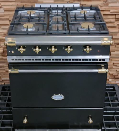 Luxe Fornuis Lacanche 70cm zwart + messing GASOVEN, Witgoed en Apparatuur, Fornuizen, Zo goed als nieuw, Vrijstaand, Gas, 4 kookzones