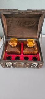 Vintage likeurset in houten kist, Ophalen of Verzenden