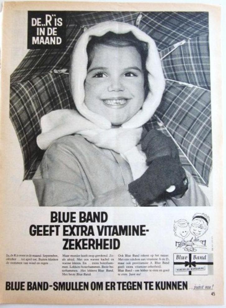 35 vintage advertenties reclames Blue Band boter 49-80 kids, Verzamelen, Merken en Reclamevoorwerpen, Gebruikt, Overige typen