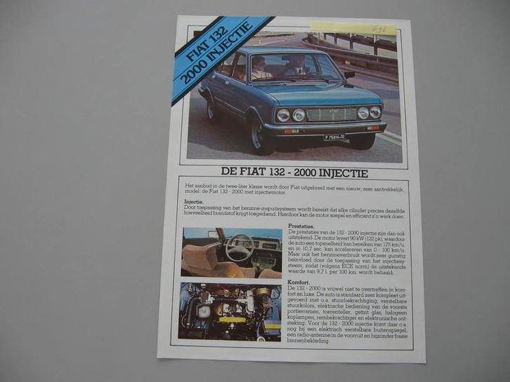 FT 696 FIAT 132 2000 Injectie. 1980. Folder, Boeken, Auto's | Folders en Tijdschriften, Zo goed als nieuw, Overige merken, Ophalen of Verzenden