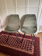 2 Groene Velours Keukenstoelen, Huis en Inrichting, Stoelen, Ophalen, Twee, Overige kleuren, Zo goed als nieuw