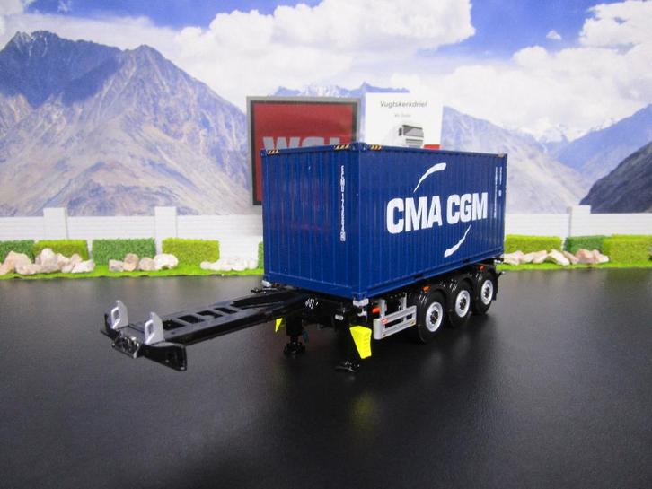 Wsi 04-2083 & 03-1010 CMA CGM 20FT Container & Chassis, Hobby en Vrije tijd, Modelauto's | 1:50, Nieuw, Bus of Vrachtwagen, Wsi