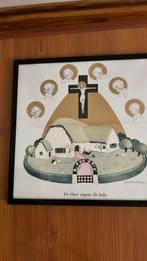 Schilderij lijst met huis en engeltjes, Huis en Inrichting, Woonaccessoires | Schilderijen, Tekeningen en Foto's, Ophalen of Verzenden