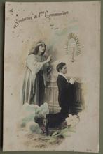 Religie - Engel en biddende jongen - communie - 1929, Ophalen of Verzenden, 1920 tot 1940, Gelopen, Overige thema's