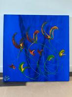 Kleurrijke schilderij 100x100, Antiek en Kunst, Kunst | Schilderijen | Abstract, Ophalen