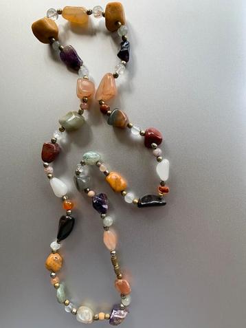 Collier, ketting halfedelstenen, quartz, agaat, amethist etc beschikbaar voor biedingen