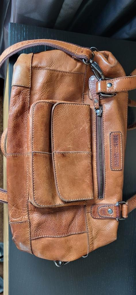 Super toffe leren Hilburry tas, Sieraden, Tassen en Uiterlijk, Tassen | Schoudertassen, Gebruikt, Overige merken, Bruin, Leer